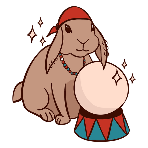 Conejo de circo psíquico con bola de cristal. Diseño PNG