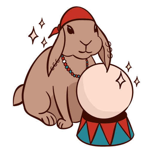 Psychic circus rabbit with crystal ball PNG Design