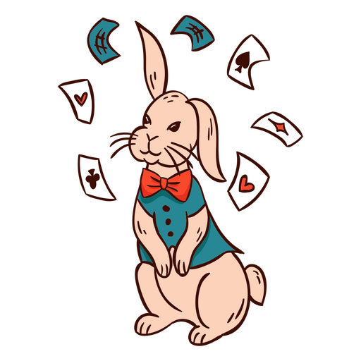 Colored magician rabbit cards trick PNG Design