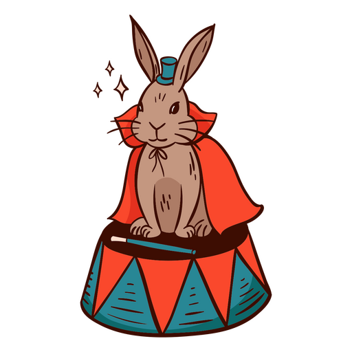 Conejo de mago de circo de colores Diseño PNG