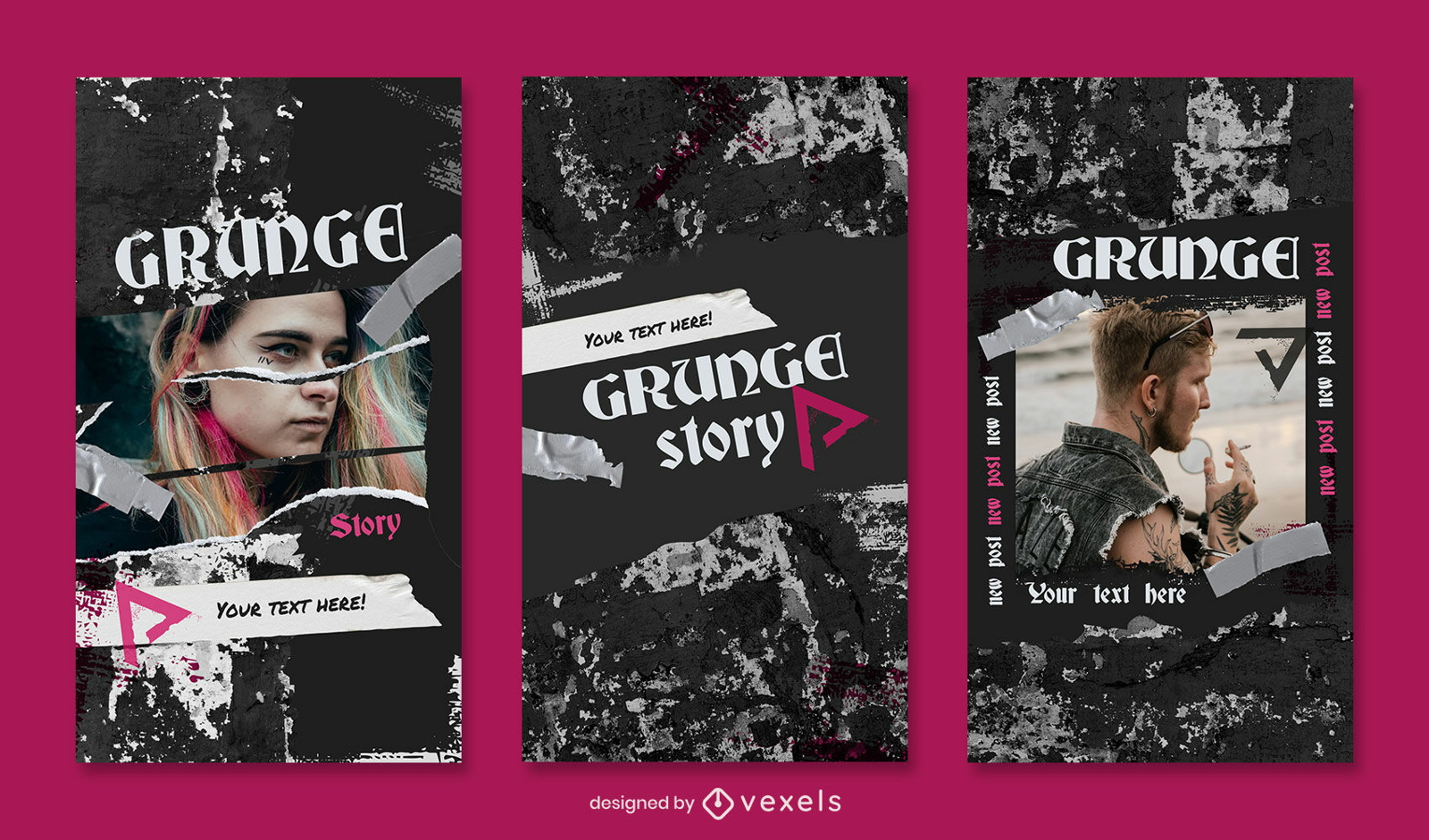 Grunge texture instagram story template