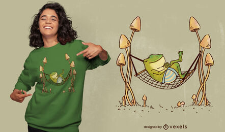 Rana animal escalofriante en hamaca camiseta psd