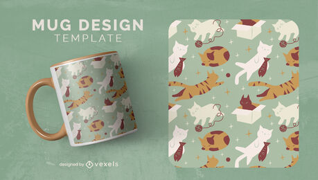 Lazy cats pet animals mug template