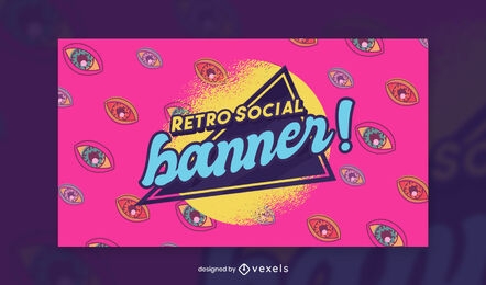 Colorful eyes retro facebook cover template