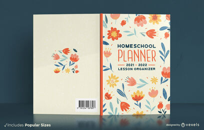 Floral homeschool planner book cover design