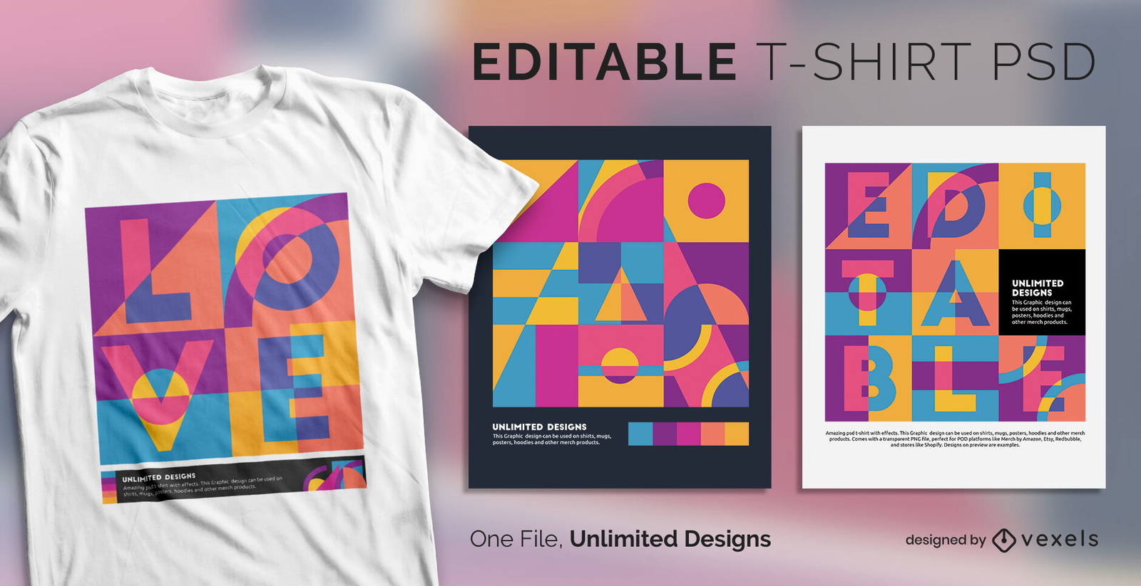 Formas abstratas pop art escalável t-shirt psd