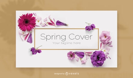 Plantilla de portada de facebook de flores de colores