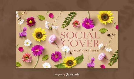 Flowers nature facebook cover template