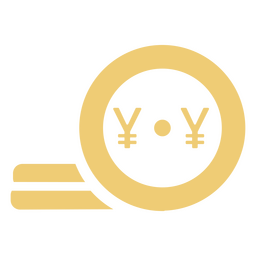 Simples ícone de finanças de moeda de ienes amarelos