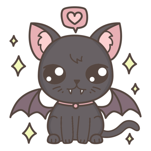 Cute vampire cat cartoon character PNG Design