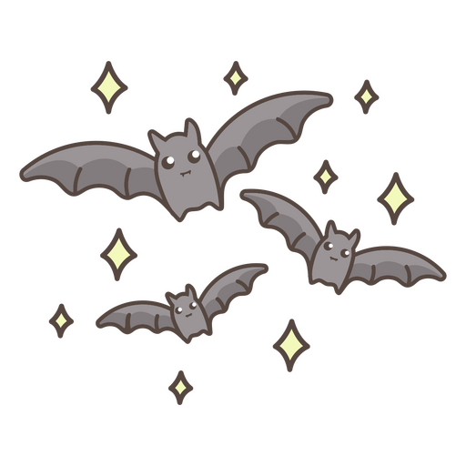 Cute group of bats bats flying PNG Design