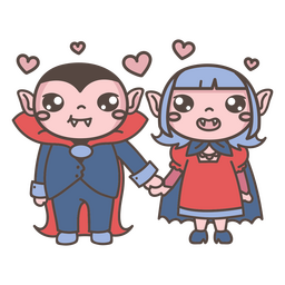Cute cartoon vampire couple PNG Design