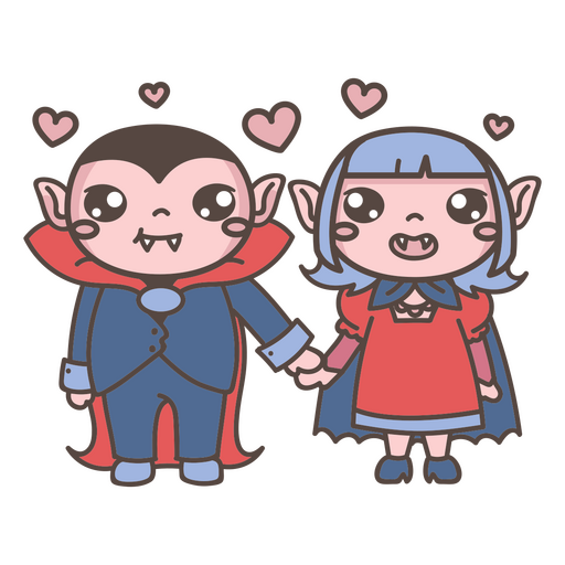 Cute cartoon vampire couple PNG Design