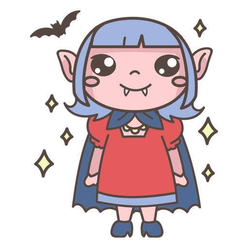 Netter Vampirmädchen-Halloween-Cartoon PNG-Design