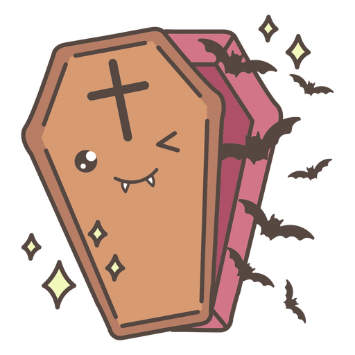 Cute vampire coffin character PNG Design