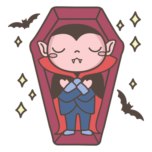 Bonito vampiro dormindo no caix?o Desenho PNG