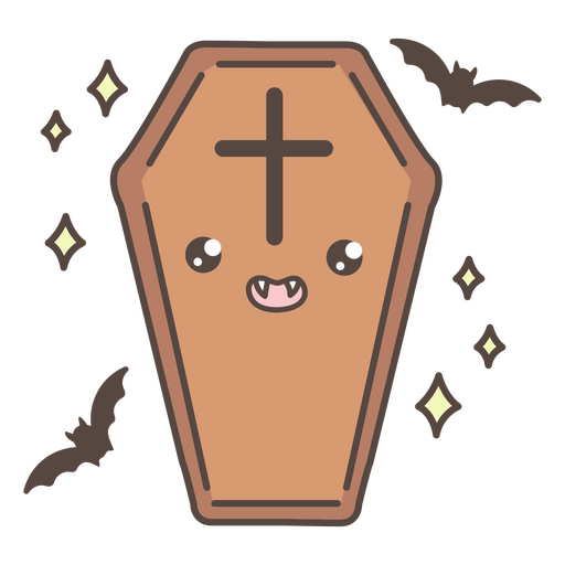 Cute coffin cartoon character PNG Design