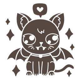 Cute cat with vampire wings PNG Design
