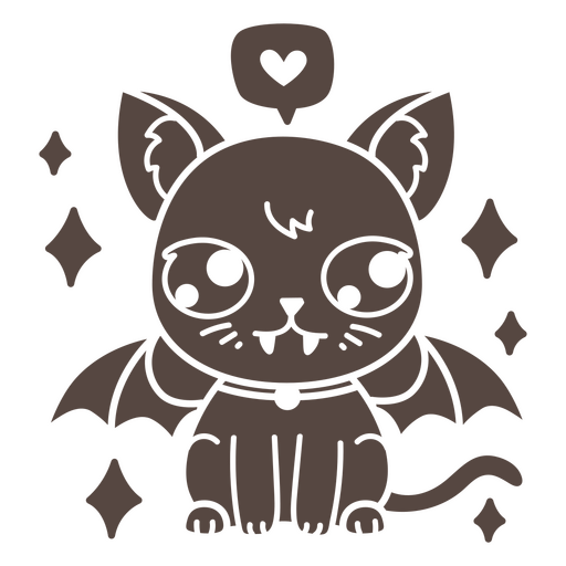Süße Katze mit Vampirflügeln PNG-Design