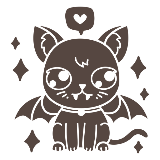 S??e Katze mit Vampirfl?geln PNG-Design