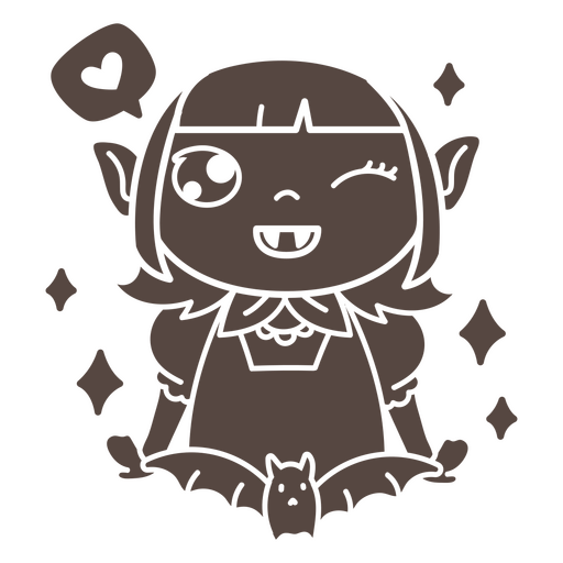 Sparkly vampire girl cutout PNG Design