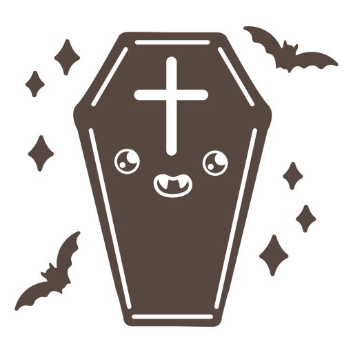 Cute vampire coffin cartoon character PNG Design