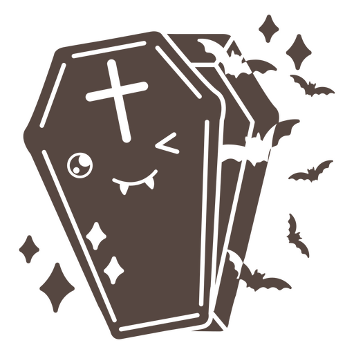 Cute coffin chartacter winking PNG Design