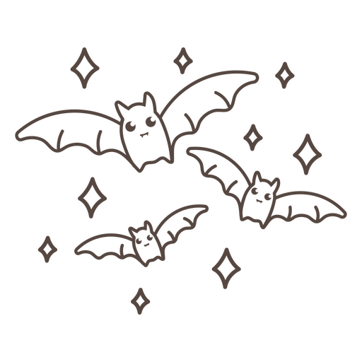Bonitos morcegos brilhantes voando Desenho PNG