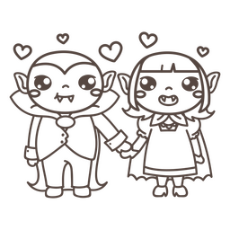 Desenho de casal de vampiros fofos Desenho PNG Transparent PNG