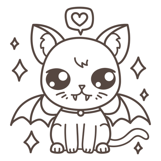 Cute vampire cat character PNG Design