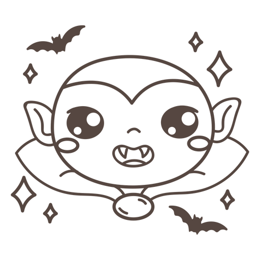 Cute sparkly vampire PNG Design