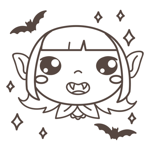 Cute sparkly vampire girl PNG Design
