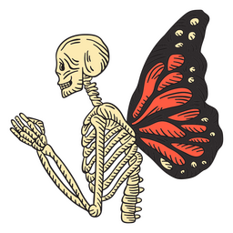 Esqueleto con alas de mariposa Diseño PNG