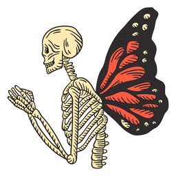 Skeleton with butterfly wings PNG Design Transparent PNG