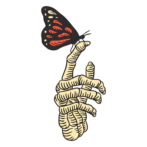 Skeletthand, die Schmetterling hält PNG-Design