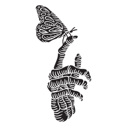Mão de esqueleto detalhada com borboleta Desenho PNG Transparent PNG