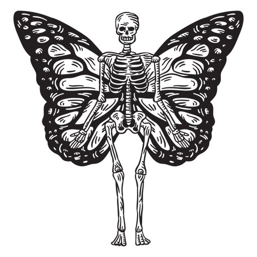 Asas de borboleta de esqueleto detalhadas Desenho PNG