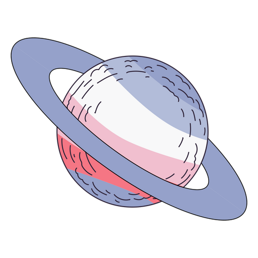 Saturn planet colorful icon PNG Design