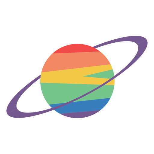 Saturn coloful minimalist icon PNG Design
