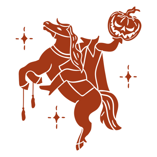 Headless horse rider holding pumpkin  PNG Design