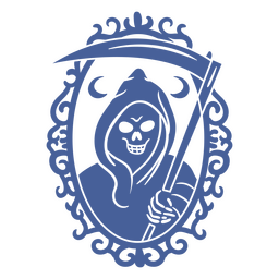 Skeleton reaper in ornamental frame PNG Design