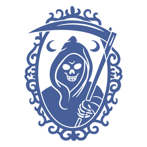 Skeleton reaper in ornamental frame PNG Design