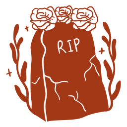 Piedra agrietada decorativa con rosas. Diseño PNG