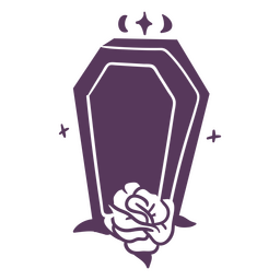 Icono de ataúd de Halloween con una rosa Diseño PNG