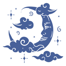 Luna decorativa con cara Diseño PNG