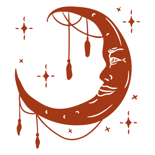 Decorative ornamental moon character PNG Design