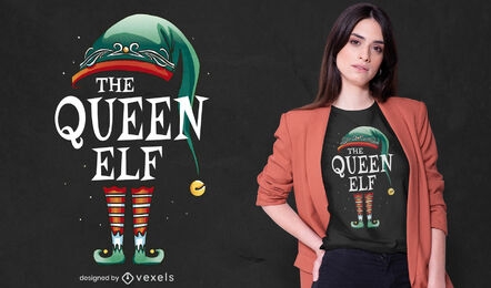 Diseño de camiseta festiva reina elfa.