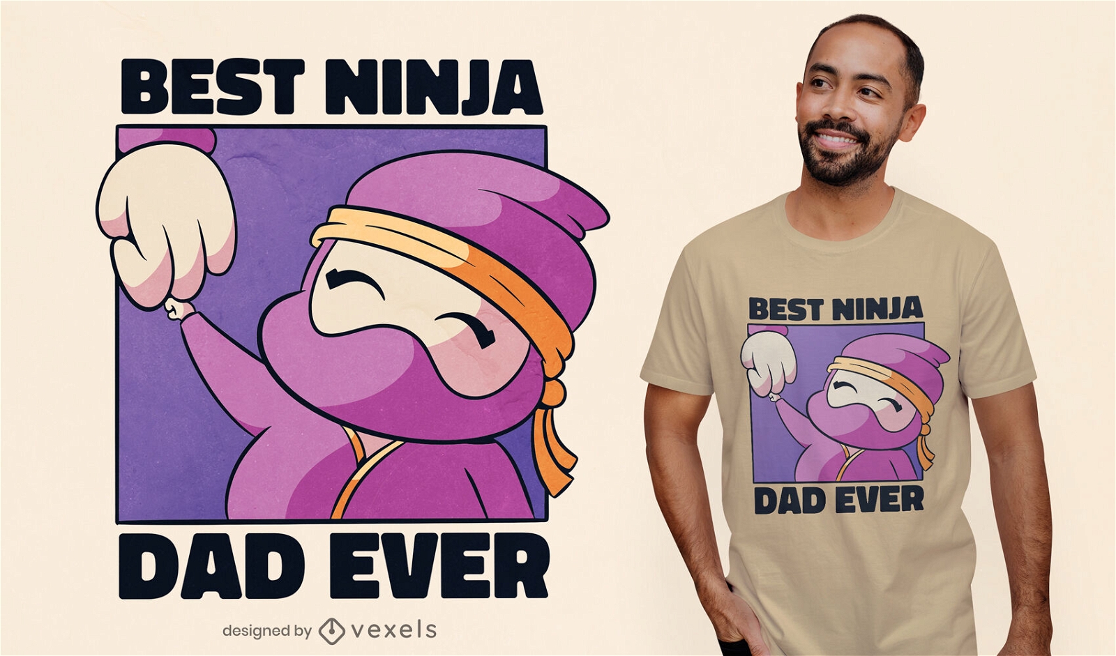 Design de t-shirt de pai ninja fofo