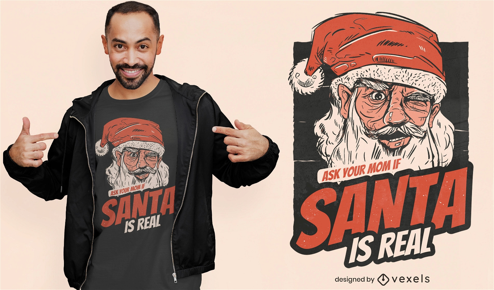 Papai Noel é o verdadeiro design de camisetas