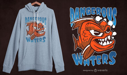 Cartoon-Piranha-Fisch-T-Shirt-Design